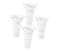 Lurrose 4 Pièces Seaux à Fleurs Fer Galvanisé Petits Vases Rustiques avec Poignées Pots Décoratifs Vintage pour Centre de Table et Présentation de Fleurs