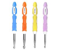Lurrose 4 Pièces Set de Crochets Ergonomiques Aluminium avec Poignée Antidérapante Aiguilles Larges pour Crochet Chunky Confort pour Travaux Manuels de Tissage et Tricotage