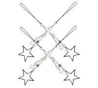 Lurrose 4pièces Lanière et Chaînette Étoiles pour Téléphone Porte-clés et Dragonne Perles Accessoire Décoratif et Pratique pour Étui ou Pochette
