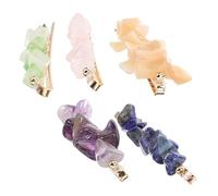 Lurrose 5 Épingles à Cheveux en Pierre Naturelle Colorée, 5pcs, Alliage Solide, Accessoires Coiffure Élégants pour Femmes, pour Fêtes de Fin D'année