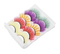 Lurrose 5 Paires Faux Cils Colorés 3d Doux pour Cosplay et Soirée D'halloween, Extension de Cils Simulés Légers Adaptés pour Usage Quotidien et Séances Photo