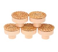 Lurrose 5 pièces Lot de Crochets Muraux Ronds Rotin Naturel Tressé Patères Décoratives Polyvalentes pour Clés Sacs Écharpes pour Maison Bureau et Boutique Style Rustique et Moderne