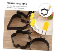 Lurrose 5 pièces Moule à Œufs Au Plat Acier Inoxydable avec Anneaux Antiadhésifs et Poignée Résistant et Réutilisable pour Omelettes Pancakes et Hamburgers