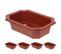 Lurrose 5 pièces Set de Pots de Fleurs Rectangulaires Céramique Imitation Rouge Organisateur de Plantation Intérieur Pot de Fleur à Drainage pour Balcon et Jardin