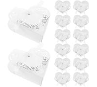 Lurrose 50 Pièces Coffret Style Européen de Cœur de Boîtes à Bonbons Creuses en Papier Blanc pour Occasions Spéciales et Célébrations