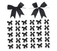 Lurrose 50 Pièces Mini Bows Ruban Noir Polyester Nœuds Faits Main pour Décoration Cadeaux Bonbons Gâteaux Mariage Anniversaire Fêtes Emballage Raffiné