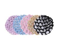 Lurrose 5pcs Snood Élastique pour Cheveux en Polyester Crocheté Artisanale Design Perlé, Filet Chignon Pratique pour Danse et Sport