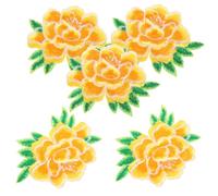Lurrose 5pièces Patches Thermocollants Fleurs Jaunes Écussons Brodés Pour Vêtements Et à Main Réparation Et Décoration Élégante