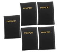 Lurrose 5pièces Porte Passeport Cuir Multifonctionnel avec Housse De Voyage Pratique pour Passeport Identité Et De Crédit Noir