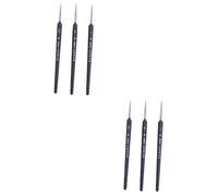 Lurrose 6 Pcs Miniatures Peinture Détail Dessin Brosse Micro Brosse Écouvillons Kit De Manucure Brosse À Cheveux Ronde Peinture À L'Huile Loup Cheveux Pinceau Éponge Pour Cheveux Ongles