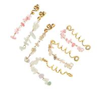 Lurrose 6 Pièces Bijoux de Cheveux Spirale avec Cristaux Naturels Accessoires de Tresses Locs Décoratifs pour Femmes et Filles Charms Pendentifs Élégants pour Coiffures Braid