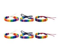 Lurrose 6 Pièces Bracelet Tressé Coloré Arc-en-ciel en Coton Réglable Unisexe Confortable pour Activités de Groupe et Défilés Style Classique