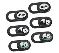 Lurrose 6 Pièces Cache en ABS Panda Webcam pour Ordinateur Tablette | Anti-espionnage, Prévention des Fuites, Usage Simple, Ajustement, Noir, Lot de Six