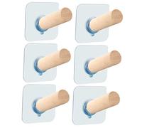Lurrose 6 pièces Patère Murale Bois Adhésive Crochet sans Perçage pour Salle de Bain et Rangement Support Vêtements et Accessoires Décoratif Nordique Facile à Coller sur Surfaces Lisses