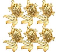 Lurrose 6 pièces Pendentifs Breloques Rétro Laiton Décorations Creuses Forme de Poisson Porte-clés DIY Élégants et Légers Accessoires Artisanaux Vintage