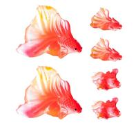 Lurrose 6 Pièces Statuettes de Poisson Miniature en Résine Rouge, Décorations Réalistes Légères pour Aquarium et Jardin, pour Micro-paysages Décoratifs