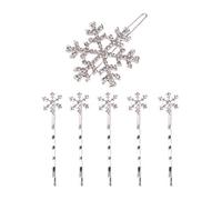 Lurrose 6pcs épingles à cheveux flocon de neige barrettes de cristal accessoires de cheveux mignons pour enfants bébé bambins filles (5 épingle à cheveux blanc + 1 pince blanche)