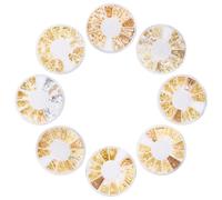 Lurrose 8 Boîtes Clous pour Ongles en Alliage Doré, Décoration de Manucure Rapide à Appliquer, Accessoires Élégants pour Salons Professionnels et Réunions Familiales Plusieurs styles