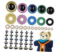 Lurrose 80 Pièces Yeux Plastique pour Crochet Animaux Assortiment Réaliste Ronds de Serrage Accessoires pour Jouets Peluche DIY et Décorations Halloween