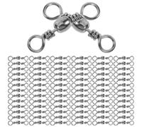 Lurrose 80pièces Lot de Émerillons Barrel Solides pour Eau Douce Connecteurs Pivotants Haute Résistance avec Anneaux Clips Rotatifs Anti-emmêlement pour Hameçons Accessoires Terminaux