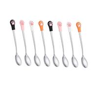 Lurrose 8pièces Lot de Cuillères pour Chats Alimentation Humide Forme De Patte Outil pour Nourrir Pelle avec Manche