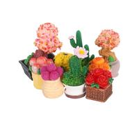 Lurrose 9 pièces Miniature Resin Succulent Plants Set Realistic Tiny Cactus Decorations for DIY Micro Landscape Dollhouse Accessories for Desktop and Bookshelf