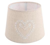 Lurrose Abat-jour en lin brodé - Abat-jour en tissu pour lampes de table E27/E14 - - cylindrique décoratif avec broderie de cœurs blancs pour l'éclairage de la maison