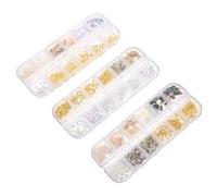 Lurrose Accessoires de Remplissage 3 Boîtes de Résine Époxy en Alliage Métal Perles et Paillettes pour Décoration Téléphone et de Scrapbooking