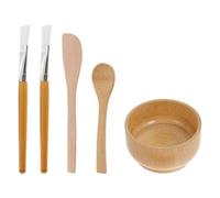 Lurrose Accessoires pour masques à faire soi-même 5 pièces incluant pinceaux et bol en bois pour masque de beauté usage personnel et professionnel