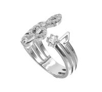 Lurrose Anneau Ouvert Note de Musique Réglable en Alliage avec Cristaux, Bague Élégante et Facile à Porter pour Femmes Lors de Banquets ou Anniversaires