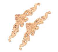 Lurrose Appliques Sculptées en Bois Brut 2 Pcs 20 X 6 Cm pour Décoration Meubles, Incrustations Décoratives Bois Sculpté, Ornements pour Portes D’armoires et Placards, Bricolage