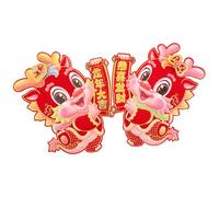 Lurrose Autocollants De Porte De Dragon Chinois 3d Motif Doré Pour Nouvel An Chinois Lot De 2 Décorations Traditionnelles Rouges Pour Fête Du Printemps, Papier Résistant, Double Usage Porte Et Fenêtre