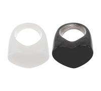 Lurrose Bague Délicate Lot de 2 Pièces en Acrylique Blanc Forme Cœur Rétro Décoratives pour Anniversaire ou Anniversaire