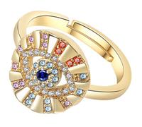 Lurrose Bague Ouverte Œil du Diable pour Femme en Cuivre Plaqué Or, Réglable et Chic, Fêtes Style Délicat et Élégant