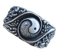 Lurrose Bague Taoïste en Cuivre Rétro Unisexe, Anneau Vintage sur Thème du Tai Chi, Accessoire de Mode Chinois pour Hommes et Femmes, Bijou Feng Shui pour Fêtes et Cérémonies