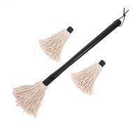 Lurrose Balai à Franges pour Barbecue 2 Têtes de Rechange, Manche en Bois, Grand Format pour Badigeonner Sauces et Huiles, Ustensile Polyvalent pour Grillades en Plein Air Style Aléatoire