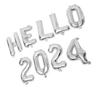 Lurrose Ballons Chiffre et Lettres Aluminium Argenté pour Fête Du Nouvel An Décoration Festive Joyeuse pour Murs Fenêtres et Portes Kit Complet pour Ambiance Réussie