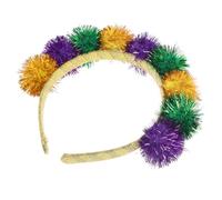 Lurrose Bandeau de Carnaval à Pompons Colorés Mardi Gras, Serrage-tête Taille M en Tissu Léger, Accessoire Coiffure pour Fête, Cosplay et Soirées Festives, Bandeau de Fête Multicolore
