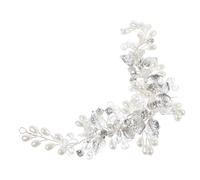 Lurrose Bandeau de Mariée en Alliage Perles et Cristaux, Accessoire Cheveux Ajustable Argenté pour Mariage, Cérémonie et Demoiselles D’honneur, Ornement Capillaire Élégant et Solide