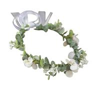 Lurrose Bandeau de Mariée Fleuri Blanc Couronne de Fleurs Eucalyptus et Gypsophile, Accessoire Cheveux Léger pour Cérémonie, Coiffure Élégante et Romantique, Serrage-tête Floral