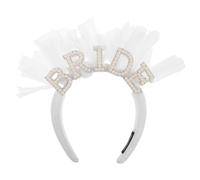 Lurrose Bandeau de mariée orné de perles et de strass, bandeau blanc avec l'inscription « BRIDE », accessoire de coiffure pour les fêtes et les mariages.
