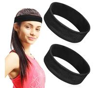 Lurrose Bandeau de Sport Unisexe 2 Pièces Noir en Tissu Absorbant la Sueur, Résistant la Déformation, Course Gym