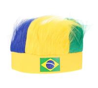 Lurrose Bandeau Élastique pour Postiche en Maille Respirante, Bonnet Filet Léger et Extensible pour Supporters de Football Brésil, Accessoire Cosplay Fête Déguisement