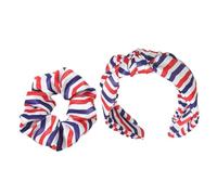 Lurrose Bandeau et Élastique à Cheveux pour Femmes en Satin, Motif Drapeau Américain, Large et Noué, Lot de 2 Set de Pièces, Accessoire Coiffure Élégant pour Usage Quotidien et Soirées