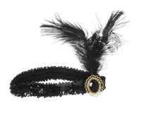 Lurrose Bandeau Plume D’autruche Noir à Strass pour Femmes Années 1920, Accessoire Flapper Élégant pour Fêtes et Soirées Vintage, Coiffes Fantaisie Charleston Franges