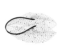 Lurrose Bandeau pour Femme en Maille Noire Voile Brodé Strass et Perles Accessoire Élégant pour Mariage Goûter ou Fête Prénuptiale Bandeau de Costume Léger et Ajustable