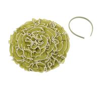Lurrose Bandeau Serrage-tête Vert en Maille Plissée Orné de Fleurs et Perles, Fascinateur Léger pour Mariage, Cocktail et Goûter, Accessoire Floral Élégant pour Cérémonie et Fête