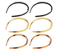 Lurrose Bandeaux à Cheveux en Plastique Peigne à Dents Antidérapant, 6 Pièces, Accessoires Mode pour Femmes et Filles, Usage Quotidien et Maquillage Couleur Aléatoire