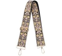 Lurrose Bandoulière Large Réglable en Toile Broderie Ethnique, Sangle de Remplacement pour Paquet Main Femme, Adaptée aux Paquet Tote et Usage Quotidien