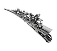 Lurrose Barrette à Cheveux Métal Vintage Grand Format Strass Gris, Pince Alligator Élégante pour Femme, Accessoire Coiffure Chic pour Soirées et Usage Quotidien, Barrette Fantaisie Solide